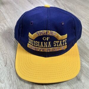 VTG LSU Tigers Snapback Hat College Purple Yellow P Cap Made in USA